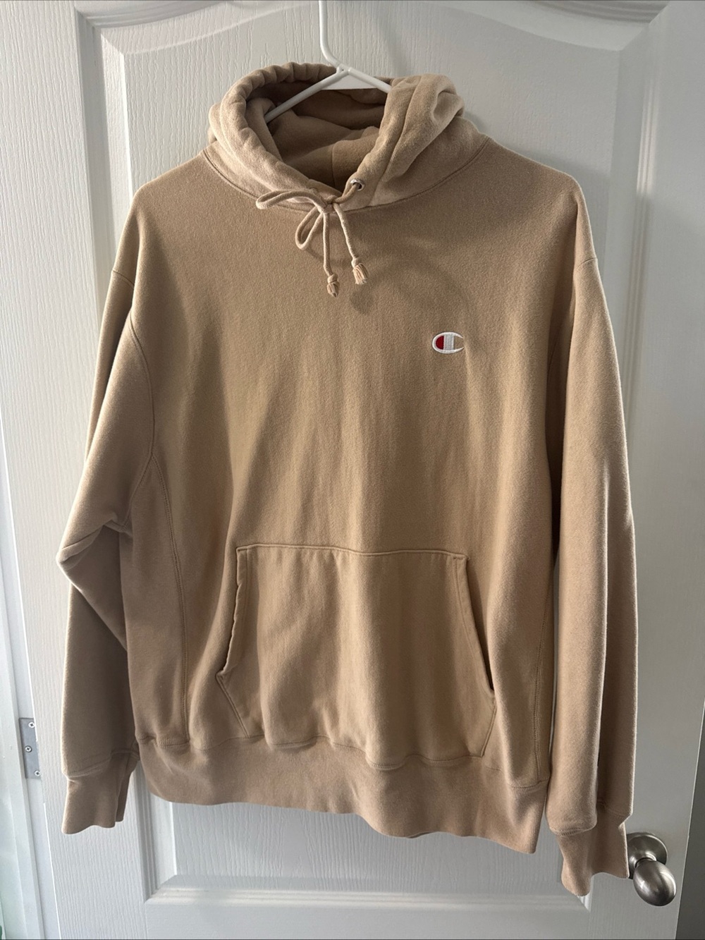 Champion Tan Pullover Hoodie with Embroidered C Logo